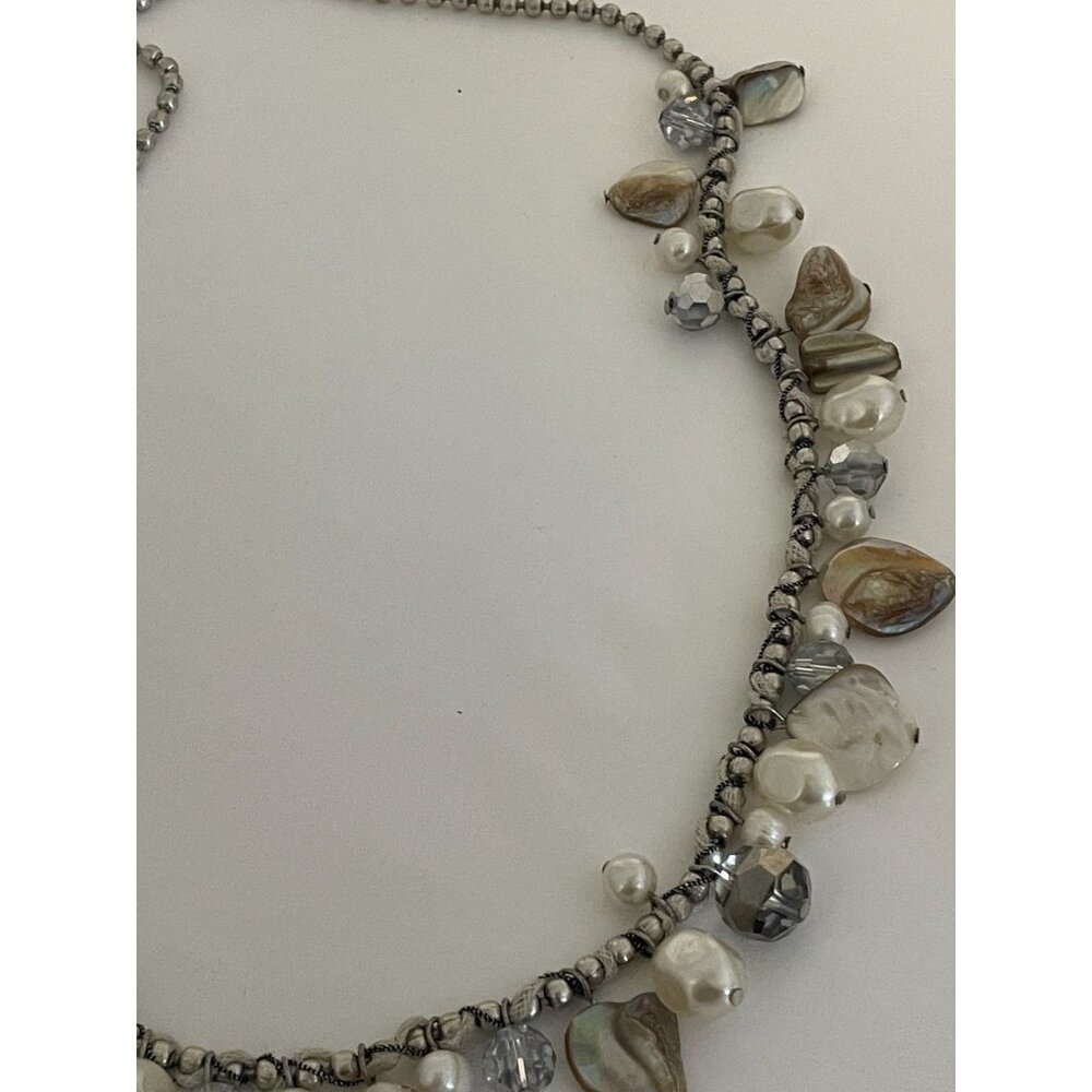 NWT Chico's Silver Tone Multi Design Beaded BIANCA Adjustable Necklace - Picture 4 of 5